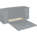 Full Size Murphy Bed with Drawers, Cabinets and USB Ports,Gray