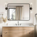 Black 30x40 Inch Rectangle Metal Frame Bathroom Vanity Mirror Wall Mounted