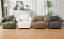 360° Swivel Barrel Sofa Chair with Throw Pillow, Chenille Upholstered Accent Chair, Beige, 38.2'