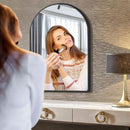 24x36 Inch Black Arched Wall Mounted Mirror With Brushed Metal Frame For Bathroom Vanity
