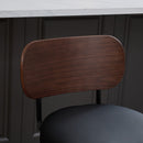Swivel Bar Stools Set of 2, 26' Upholstered Faux Leather Counter Height Barstools with Walnut Back & Bentwood Legs, Mid Century Modern Bar Chairs Island Stools for Kitchen Counter, Black PU, SW1864BK