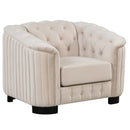 Modern Velvet Upholstered 3-Piece Sofa Set with Rubber Wood Legs in Beige