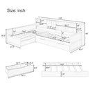 Twin Size Wooden L Shaped Daybed with Under-bed Trundle and Storage Drawer, Versatile Corner Bed Frame with Bookcases for 3, Natural