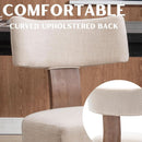 Beige Upholstered Linen Dining Armchairs Wood Legs