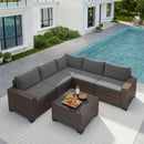 Outdoor 6-Piece Wicker Sectional Sofa Set with Cushions