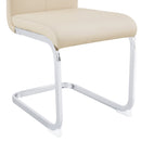 Modern Dining Chairs, PU Faux Leather High Back Upholstered Side Chair with Silver C-shaped Tube Chrome Metal Legs for Dining Room Kitchen Vanity Patio Club Guest Office Chair (Set of 2 (Beige+PU)