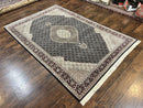 Sino Persian Rug 6x9, Herati Pattern, Vintage Handmade Hand Knotted Wool Oriental Carpet, Fine 6 x 9 Rug, Traditional Rug, Dark Blue Rug