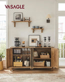 Rustic Walnut Buffet Cabinet With Adjustable Shelves