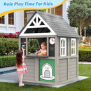 Gray Cedar Outdoor Playhouse With Realistic Kitchen