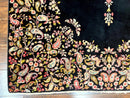 Antique Persian Kirman Rug 5x8, Floral Kirman, Midnight Blue/Black, Semi Open Field, Handmade Vintage Wool Carpet