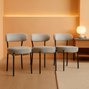Round Upholstered Boucle Dining Chair Grey With Black Legs