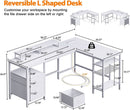 White Fifty Nine Inch L Shaped Desk With Power Outlets