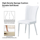 Modern Minimalist Dining Chairs Office Chairs Set with White PU Seats and Silver Metal Legs