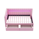 Upholstered Twin Size Platform Bed with USB Ports and LED Belt, With 2 Drawers, Pink
