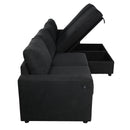 Convertible U-shaped Sectional Sofa with Storage Chaise Lounges and USB Ports, Black Twill Polyester, 103.9 Inches