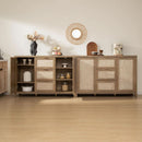 Caramel Oak Rattan Large Sideboard Buffet Storage Cabinet