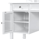 Elegant White Makeup Vanity Desk with Adjustable Mirror and Storage, MDF and Solid Wood Construction, 44.4'