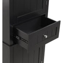 Tall Bathroom Storage Cabinet, Freestanding Storage Cabinet with Drawer and Adjustable Shelf, MDF Board with Painted Finish, Black
