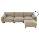 [VIDEO Provided] 108' Modular Sectional Sofa, L-Shape with 31.5' Extra-Wide Seat Cushion, USB and Type-C Charger, Phone Holder and 2 Side Storage Pockets, Free Movement Ottoman, Striped Chenille
