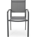 Outdoor Modern Aluminum Dining Chair with Mesh Seat (Set of 2), Gun Metal Gray and Dark Gray