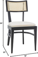 Galway Coastal Dining Chair Black Frame Cane Seat Cushion