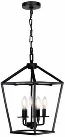 4 Light Black Lantern Chandelier With Adjustable Height