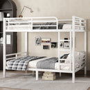 Metal Full over Full Bunk Bed for Teens and Adults,Space-Saving/Noise Reduced/No Box Spring Needed,White