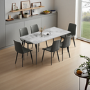 Dining Table with Sintered Stone Tabletop and Metal Legs, 63' Rectangular Modern Kitchen & Dining Room Table