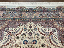 Beautiful Pak Persian Rug 6x9, Floral Medallion, Wool and Silk, Highly Detailed Elegant Carpet, Vintage Oriental Rug 6 x 9, Cream and Gray