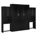 Queen Size Murphy Bed with Desk, Vanity and Cabinets, Espresso