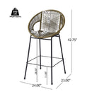 Ferrara Outdoor Patio Green Faux Wicker Barstool Set with Ergonomic Design and Durable PE Material