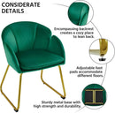 Flower Velvet Vanity Chair Green Upholstery With Gold Legs
