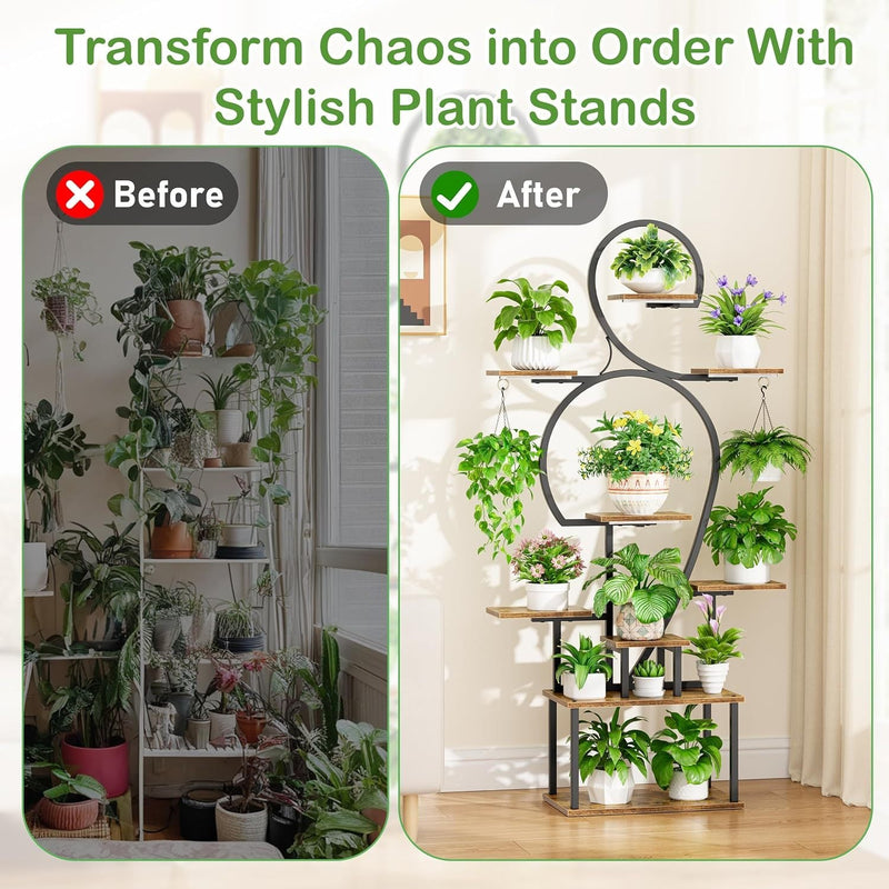 Plant Stand Indoor with Grow Light, 9-Tiered 63' Tall Indoor Plant She