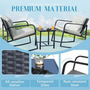 Patio Set 3 Piece White Wicker Rocking With Coffee Table