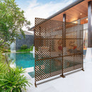 Outdoor & Indoor Privacy Screen Metal Privacy Screen 76' H×48' W, Freestanding Decorative Privacy Screen for Deck Balcony Patio, Privacy Fence Panels for Outside Lawn Garden PS113 BROWN