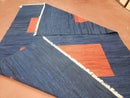Blue and Red Turkish Kilim Rug, New 6x9 - 7x10 Flatweave Area Rugs, Hand Woven, Wool Handmade Oriental Kilim Abstract Modern Boho, Minimal