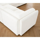 Contemporary White Chenille L-Shaped Sofa with Storage and Ottoman, 3-Seater Cylindrical Backrest