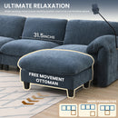 [VIDEO Provided] 108' Modular Sectional Sofa, L-Shape with 31.5' Extra-Wide Seat Cushion, USB and Type-C Charger, Phone Holder and 2 Side Storage Pockets, Free Movement Ottoman, Striped Chenille