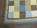 5' X 8' Hand-knotted Kilim Dhurrie Wool Cotton Rug Flat Weave Carpet Checkered Pattern Colorful Multicolor
