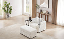 Modern Style Single Sofa with Storage, Movable Ottoman, USB Ports, Cup Holders, Phone Holder, Beige Corduroy, 41.7'