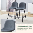 Dark Gray Linen Fabric Bar Chair Set - Two Pieces, Rounded Backrest, Metal Legs, Multiple Colors