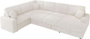 One Hundred Thirty Inch Sleeper Sofa With White Faux Fur