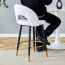 Modern White PU Upholstered Bar Chair with Black Metal Legs, 360° Rotatable, Set of 2