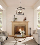 UL Black Industrial Lantern Chandelier 4 Light Pendant