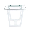 Glass Dining Table Large Modern Minimalist Rectangular for 6-8 with 0.4' Tempered Glass Tabletop and white MDF Trapezoid Bracket,For Kitchen Dining Living Meeting Room Banquet Hall F-1550