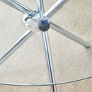 Modern Round Clear Glass Dining Table with Unique Silver Metal Legs for 4-6 People