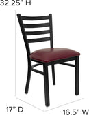 Hercules Black Ladder Back Metal Restaurant Chair Burgundy Vinyl Seat