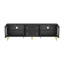U-Can 78.7'' Modern TV Stand, TV Cabinet with Five Metal Legs and Metal Handles, 2 Drawers and 2 Cabinets with Fluted Glass Doors For Living room, Up to 80'' (Old SKU: SJ000122AAB)