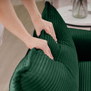 Classic Modern Comfortable Single Chair Deep Seat Sofa with Footstool, Green Corduroy Fabric, Living Room & Bedroom