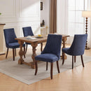 Blue Linen Dining Chairs Set Of 4 With Channel Tufting